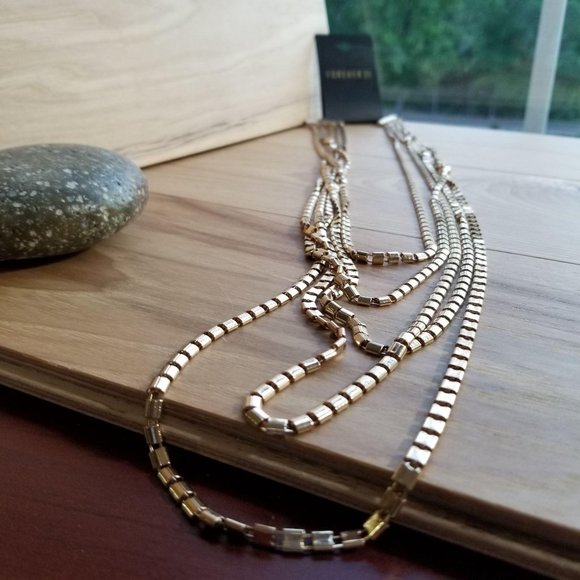 Gold Link Chain Long Layered Necklace - Picture 1 of 11